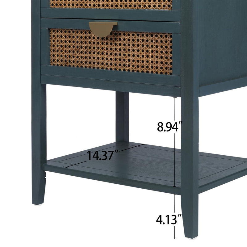 2 Drawer Side Table, Natural Rattan by Unique Piece Furniture
