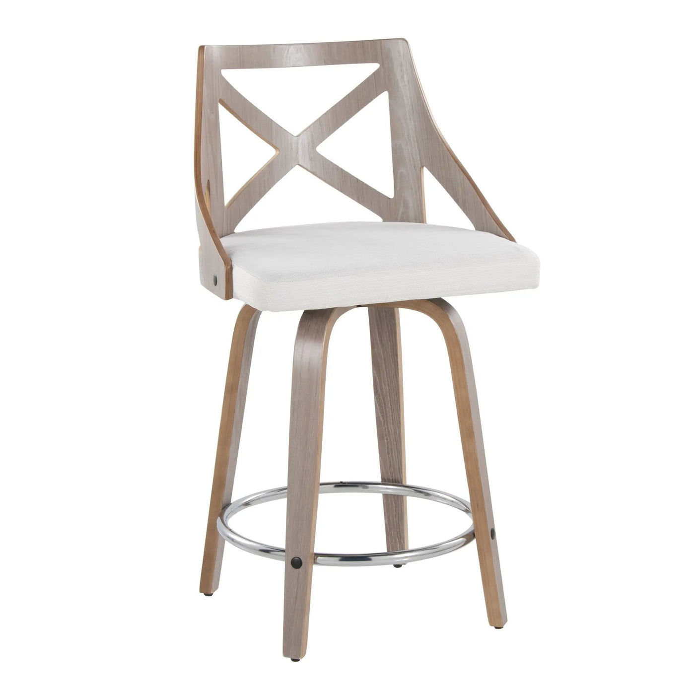Charlotte - Farmhouse Fixed Height Counter Stool & Swivel With Round Footrest (Set of 2) by HouseOfZazla