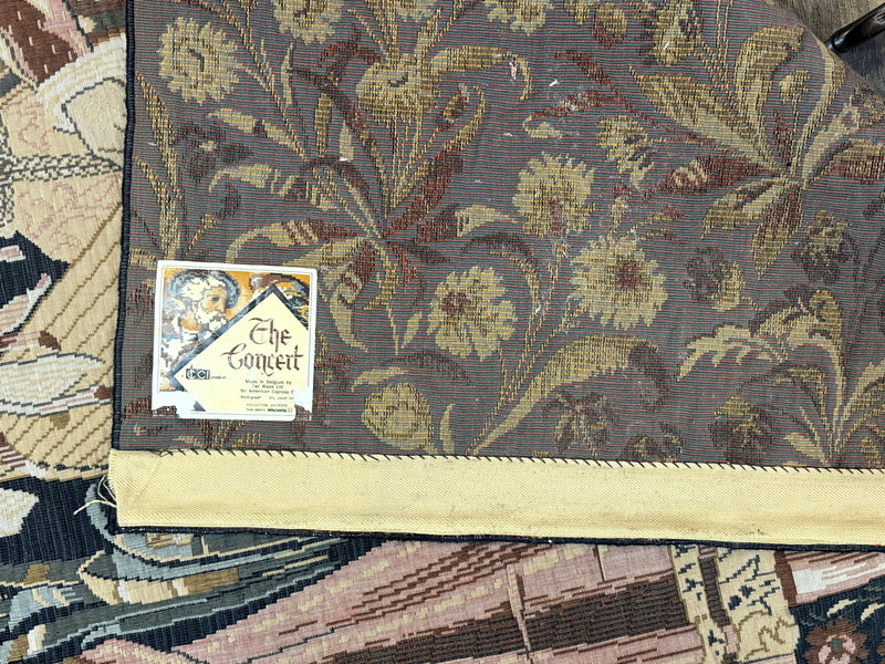 Vintage Belgium Tapestry 4x5, The Concet Musicians, Green by Jewel Rugs
