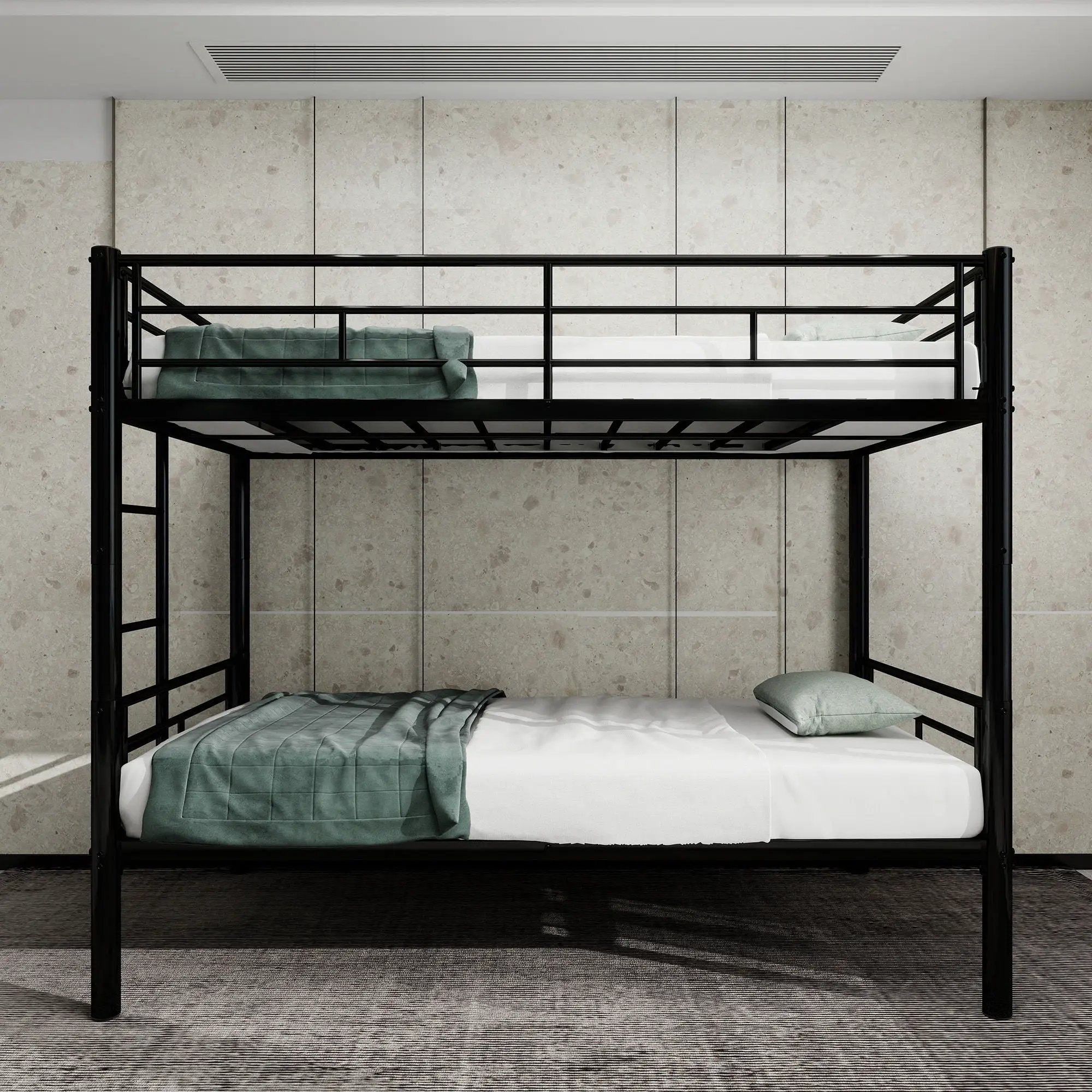 Metal Bunk Bed For Kids, Convertible Bedframe With Ladders & Guardrail by HouseOfZazla