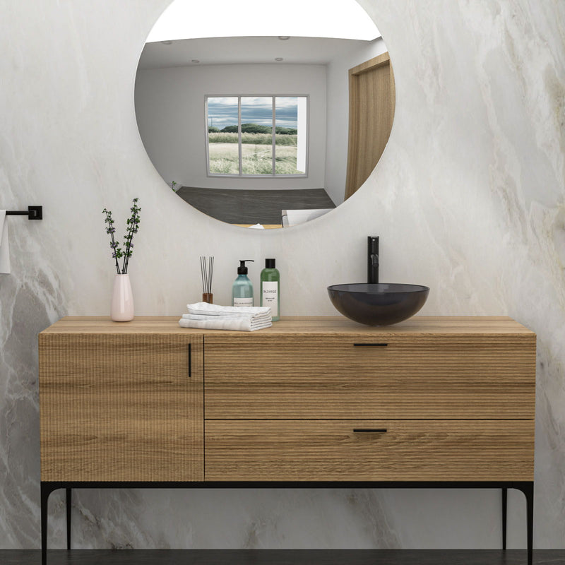 Artistic Tempered Glass Vessel Sink With Pop Up Drain by HouseOfZazla