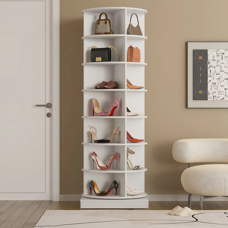 New 360 Rotating Shoe Cabinet 7 Layers Holds Up To 28 Paris Of Shoes by HouseOfZazla