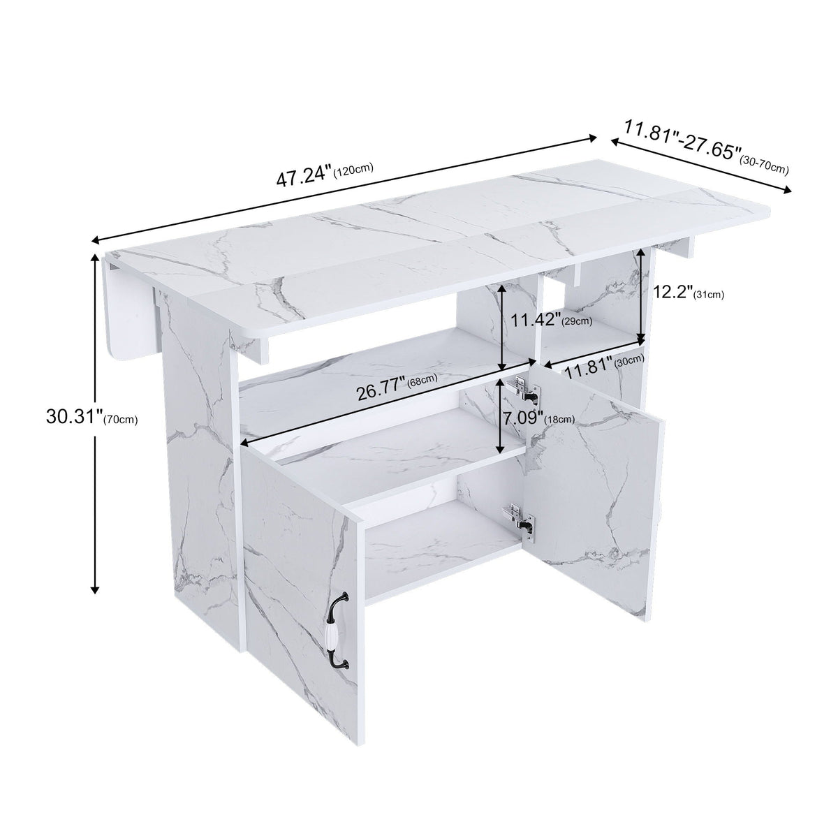 Multi Functional Folding Table With Storage Shelves And Wheels, photo 20 of 21