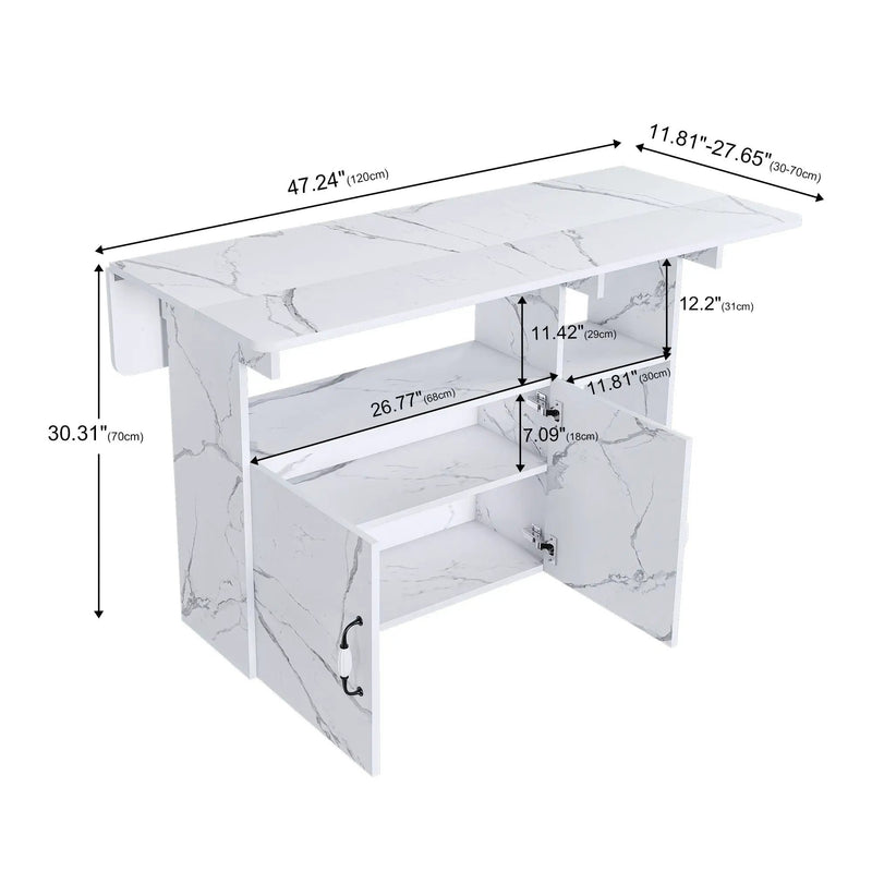 Multi Functional Folding Table With Storage Shelves And Wheels by Unique Piece Furniture