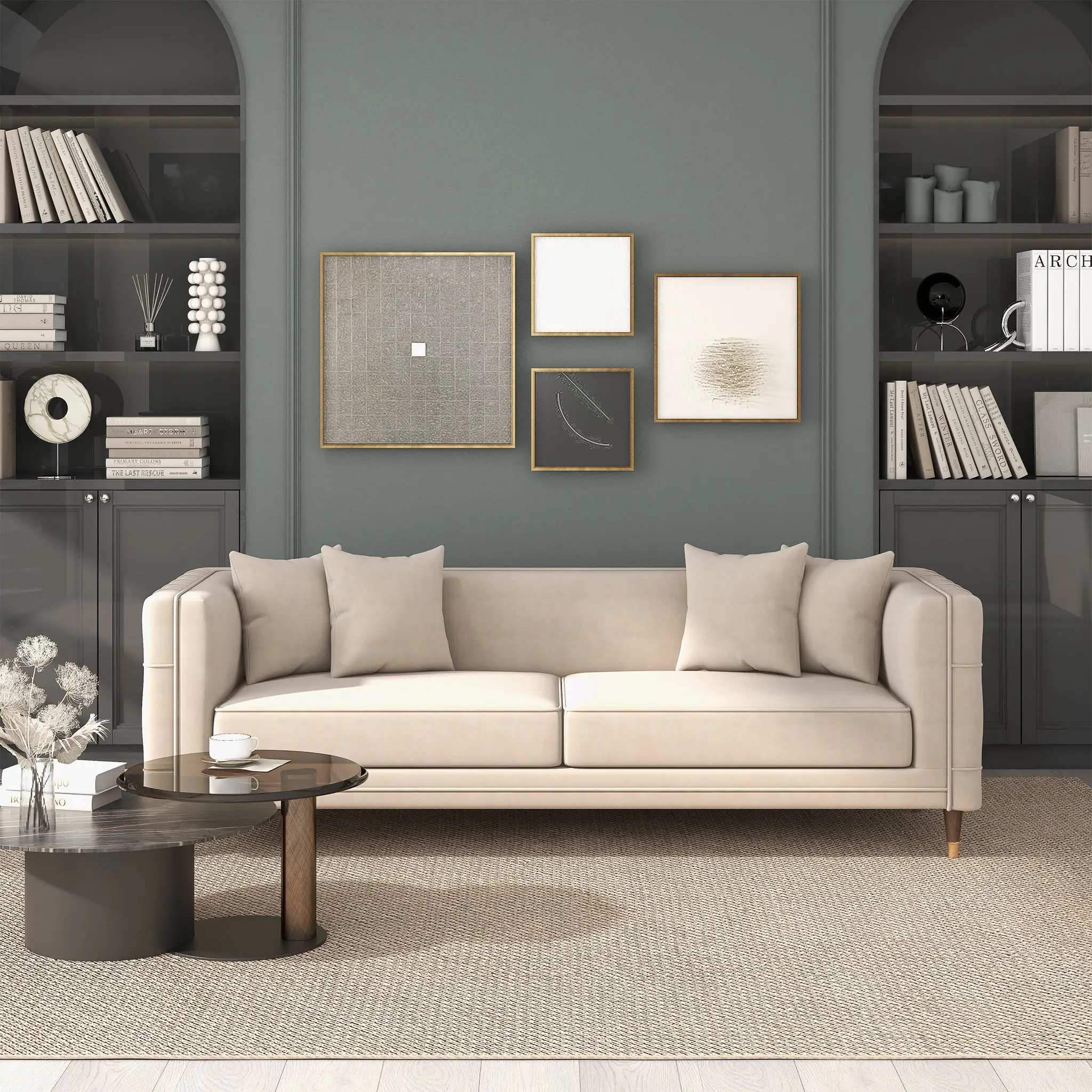 Edward Sofa (Light Cream Velvet) by HouseOfZazla