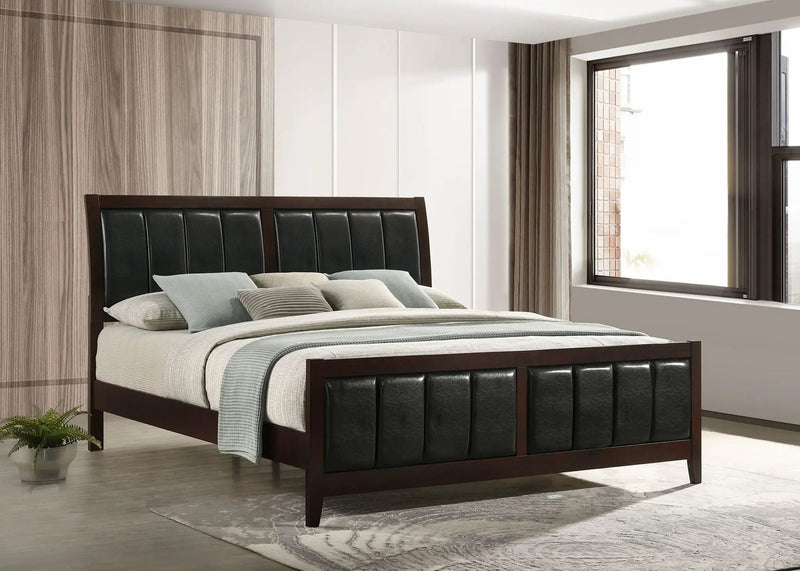 Carlton Wood Eastern King Panel Bed Cappuccino by Unique Piece Furniture