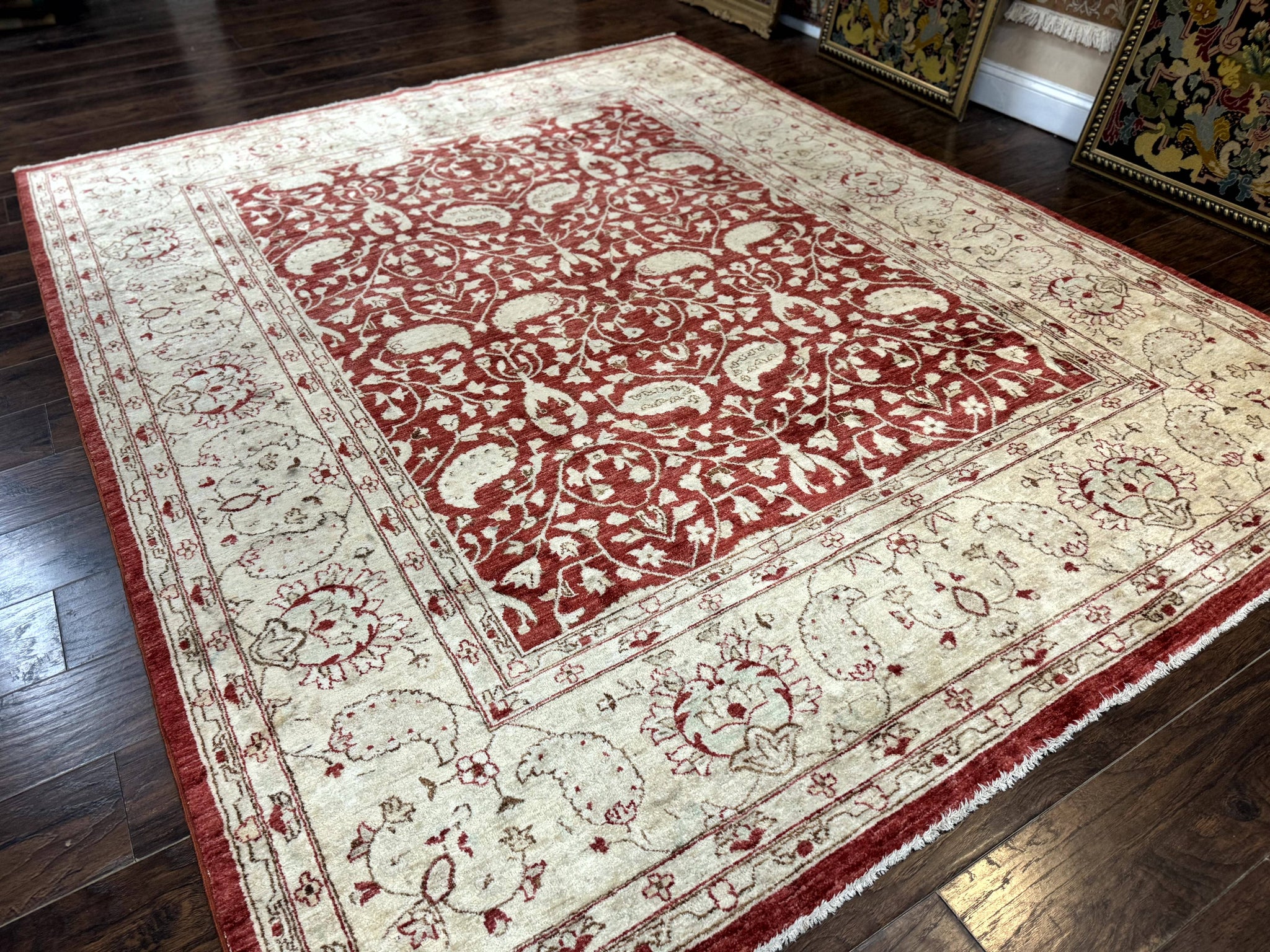 Pakistani Chobi Rug 8x10, Red, Handmade by Jewel Rugs