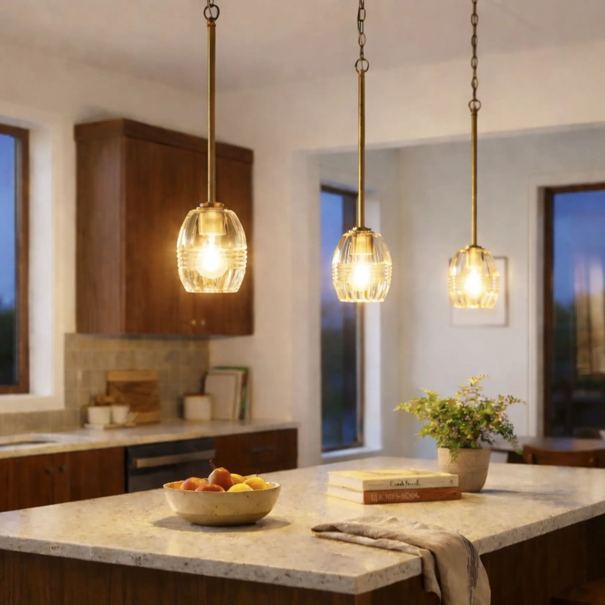 Vista - Single Pendant Chain Hanging Light - Clear / Gold by Unique Piece Furniture