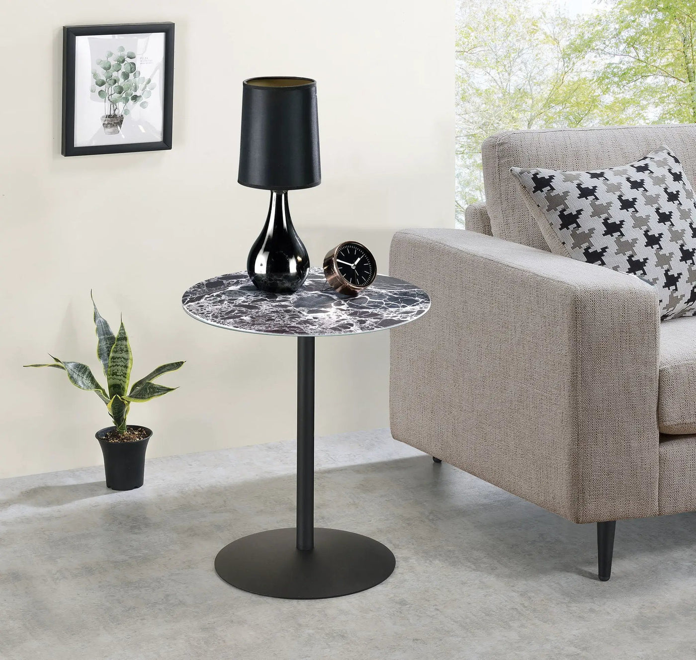 Circa - 17.5" End Table With Marble Textured Top by HouseOfZazla