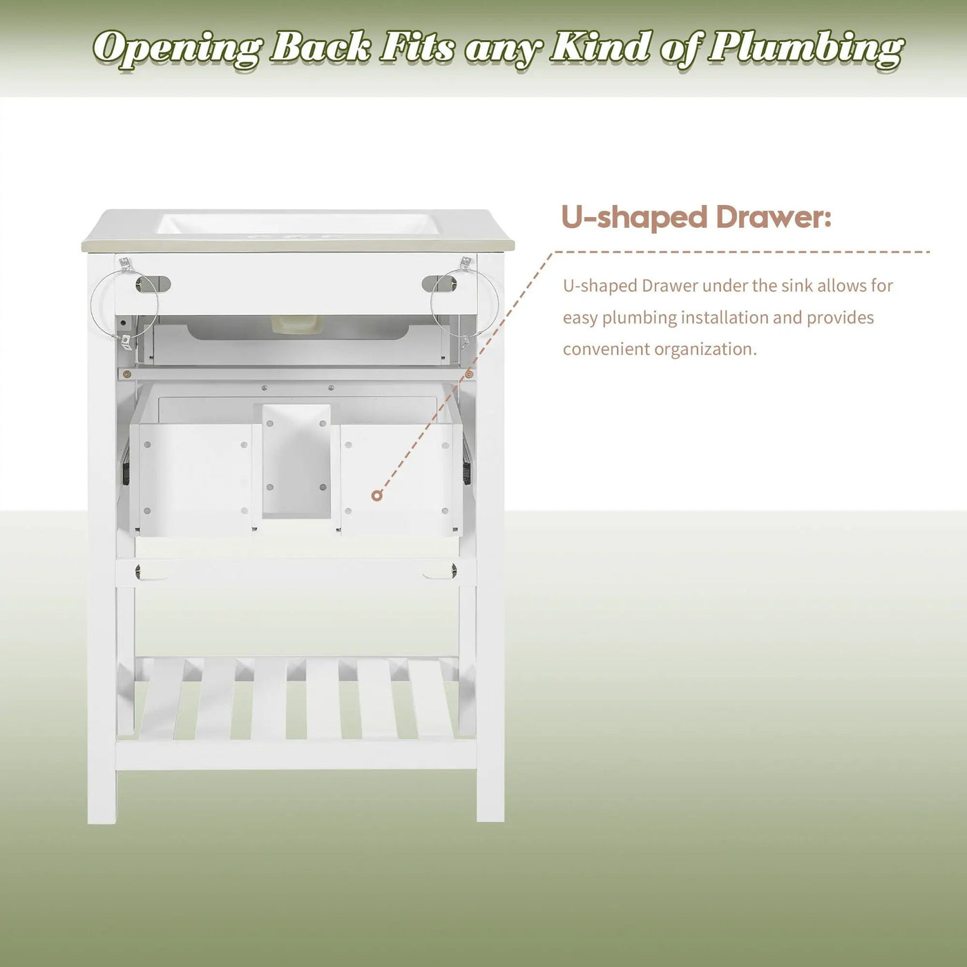 Modern Bathroom Vanity With Integrated Sink, Cabinet With 1 Deep Drawer And 1 Tip-Out Drawer by HouseOfZazla