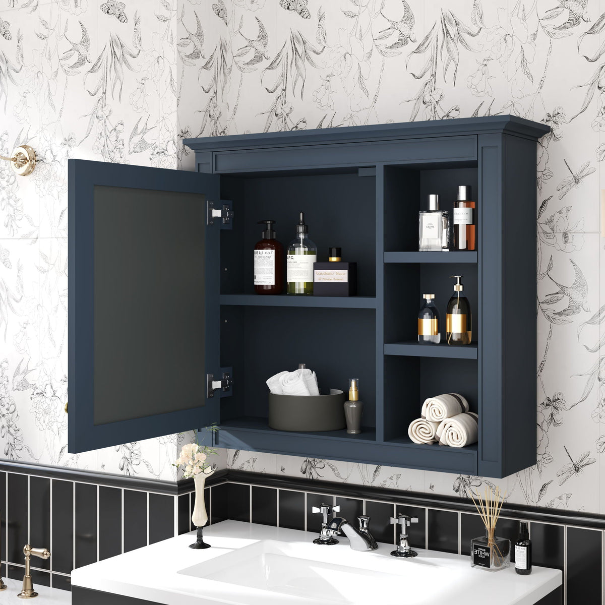 Wall Mounted Medicine Cabinet With Mirror And 3 Open Shelves, photo 23 of 28