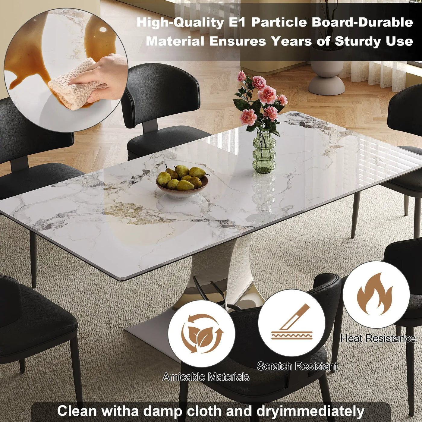 Modern Rectangular Dining Table For 6 With Chairs by HouseOfZazla