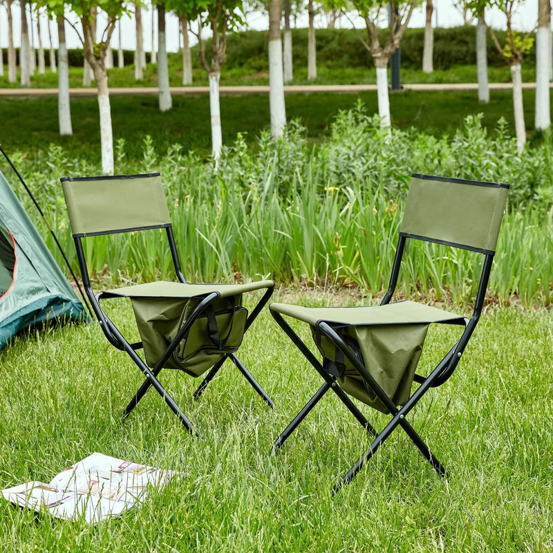 Folding Outdoor Chairs With Storage Bag, Portable Chair For Indoor, Outdoor Camping, Picnics And Fishing by HouseOfZazla