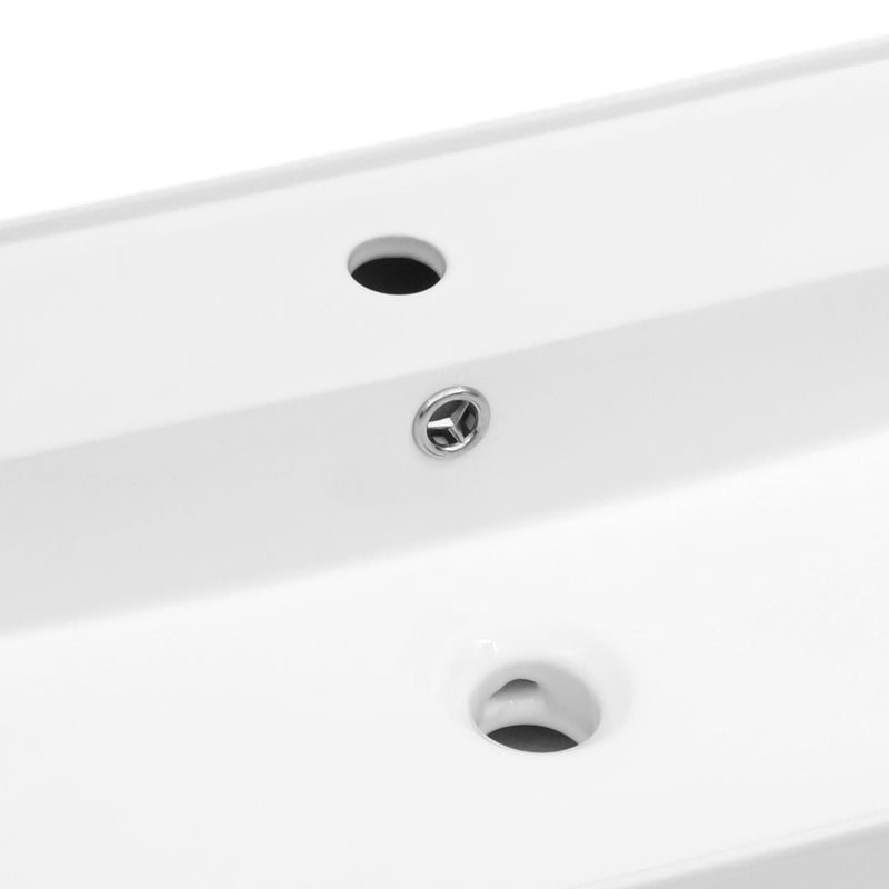 Modern Ceramic Rectangular Wall Mounted Bathroom Sink With Faucet Hole & Overflow by HouseOfZazla