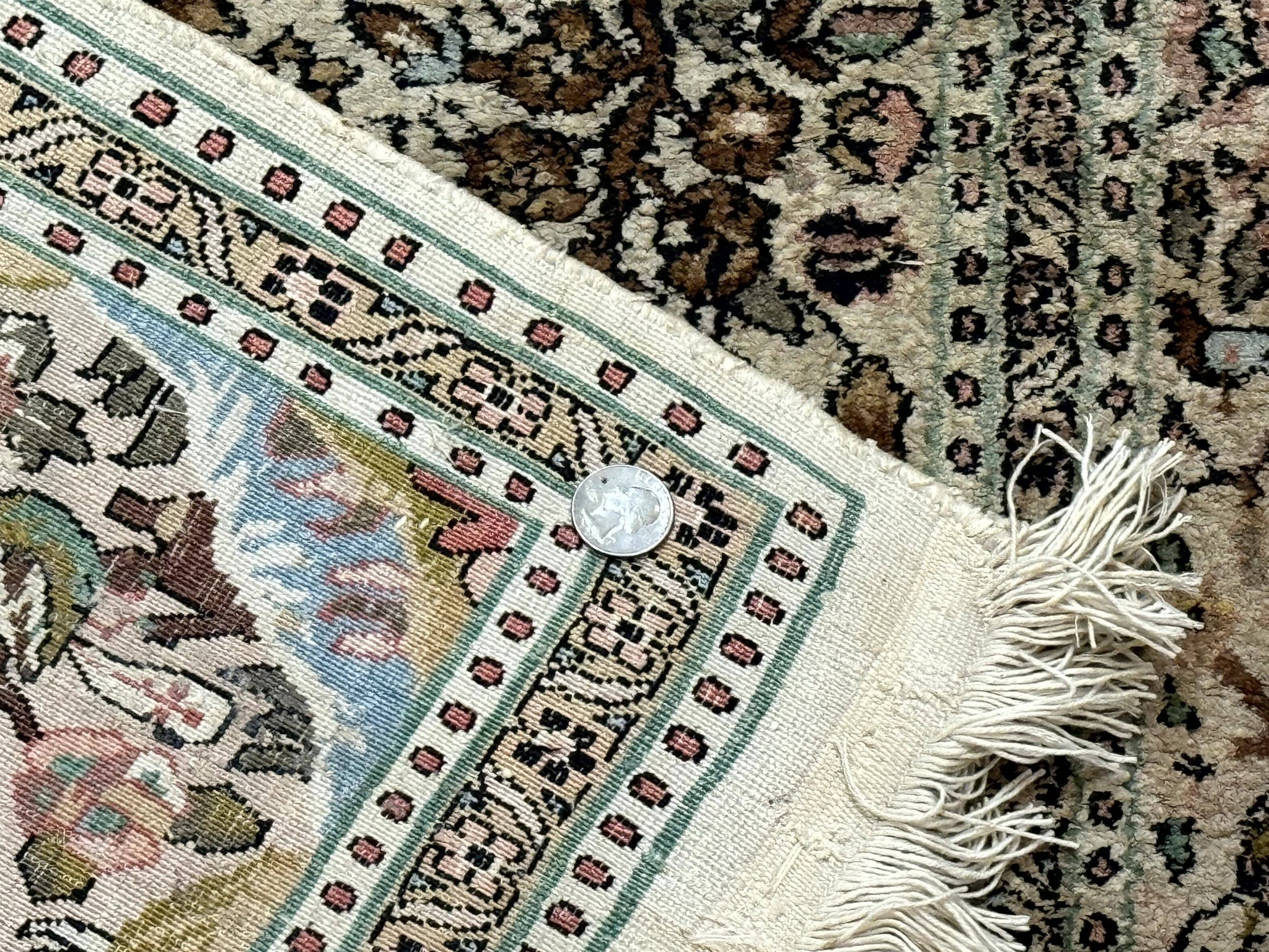 Indian Kashmiri Silk Rug 4x7, Tree of Life Design, Very Fine 380 KPSI, Birds by Jewel Rugs