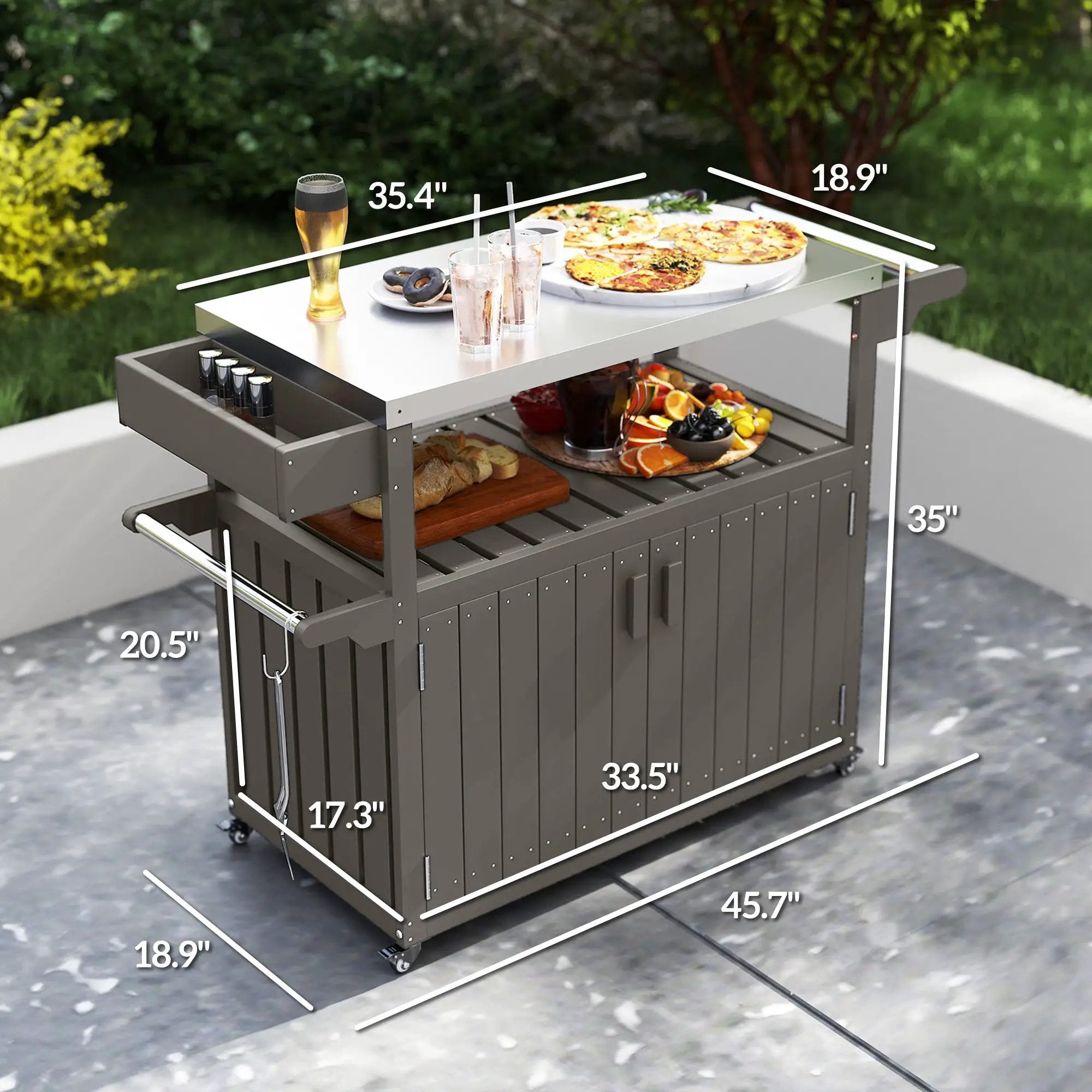 Convenient Outdoor Bar Cart with Storage and Wheeled Kitchen Island by HouseOfZazla
