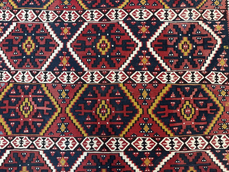 Caucasian Kilim Rug 5x7, Vintage Russian Flatweave Kilim Carpet, Tribal Bohemian Kilim Rug by Jewel Rugs