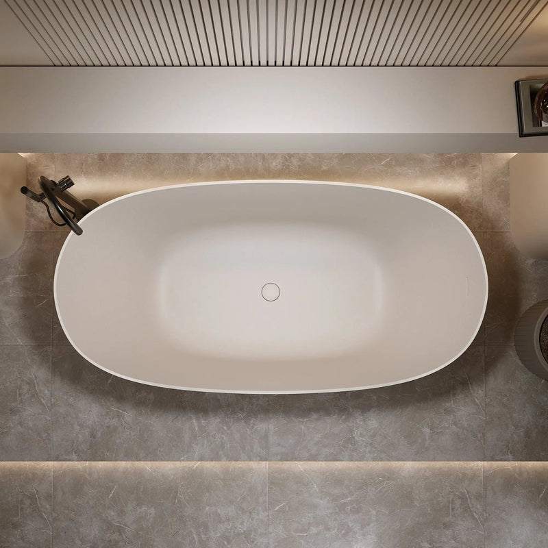 69'' Freestanding Bathtub Resin Stone Soaking Bathtub by HouseOfZazla
