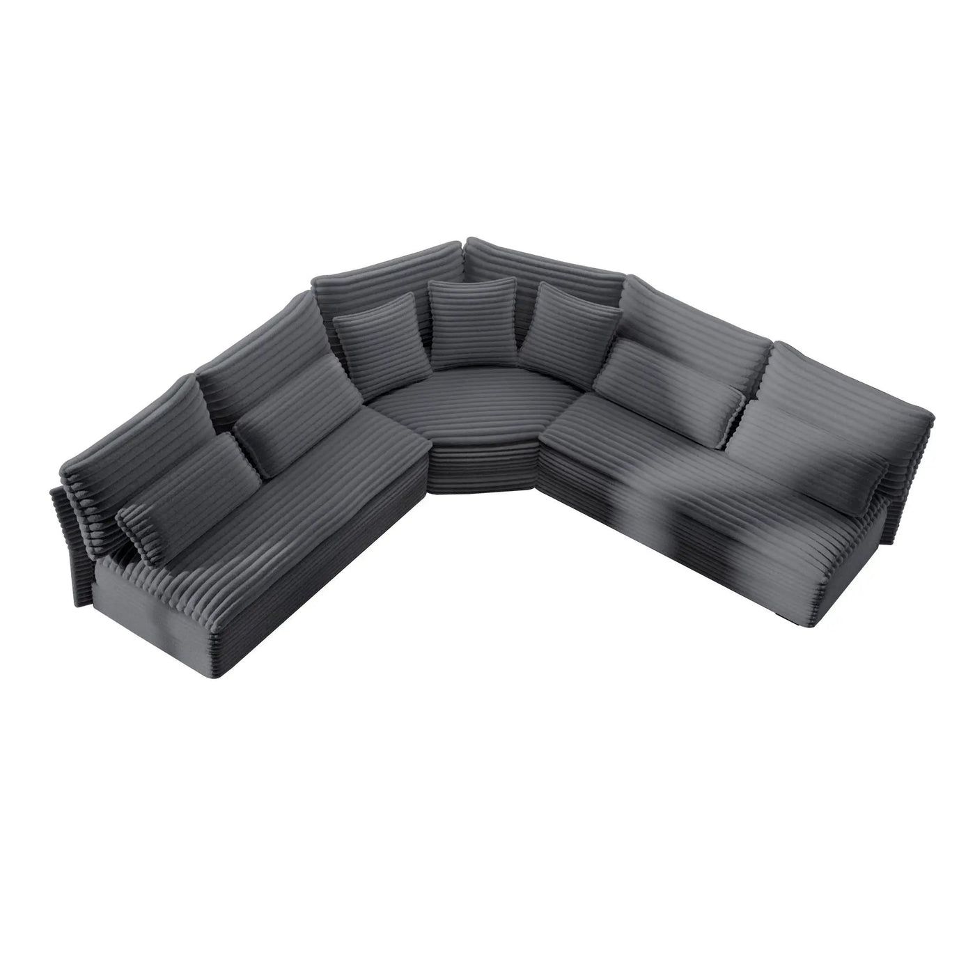 5 Seater L Shaped Sectional Sofa With Curved Corner, 7 Pillows by HouseOfZazla