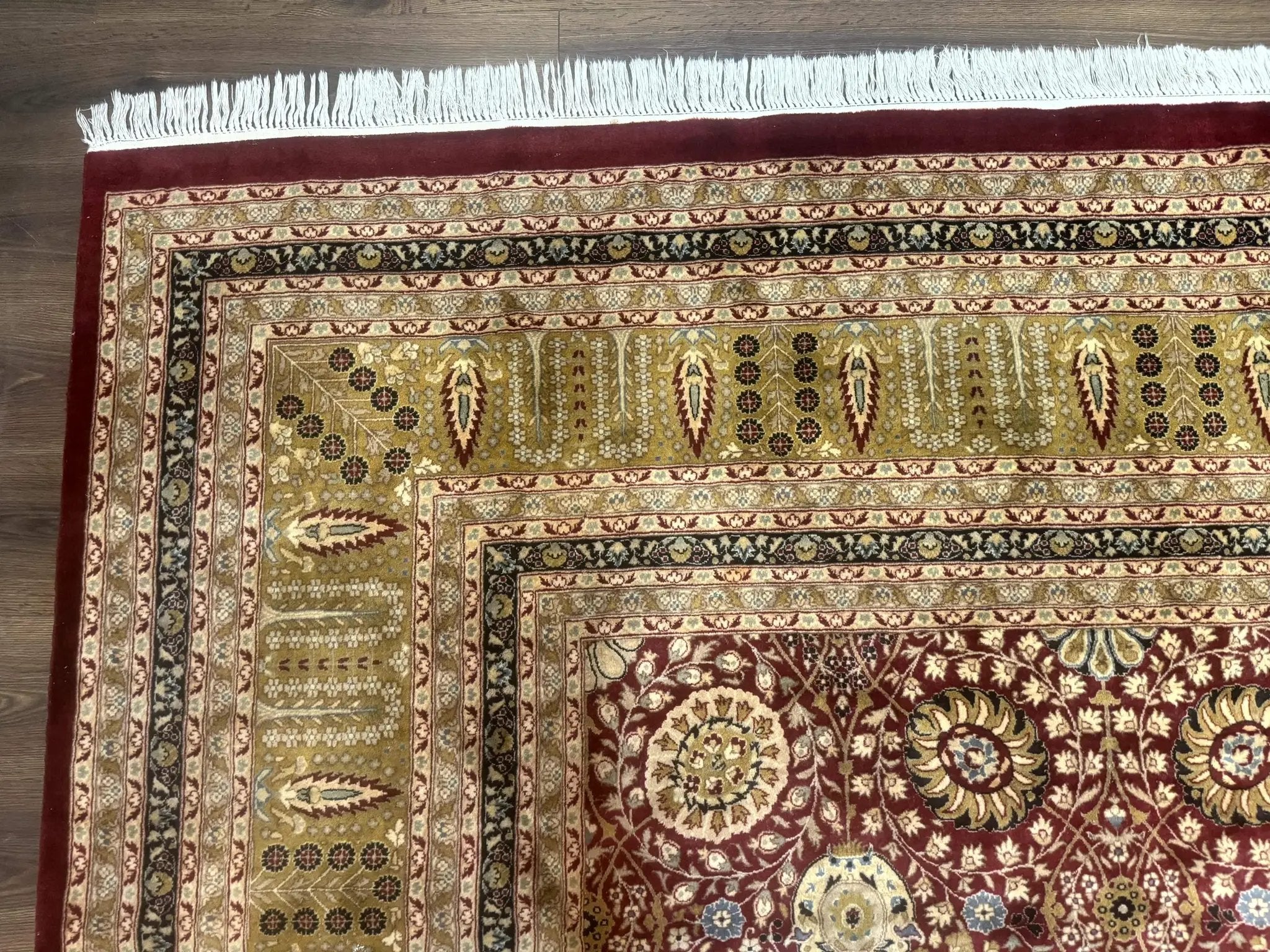 Palace Size Pak Persian Rug 12x15, Brick Red, Allover Pattern, Handmade Oversized Wool Oriental Carpet, Large Area Rug, Fine 225 KPSI by Jewel Rugs