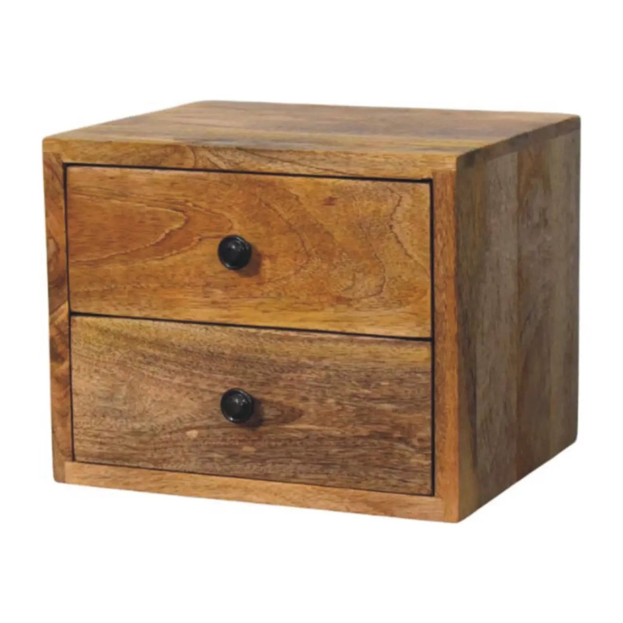 Solid Wood Solis Wall-Mounted Nightstand, 2-Drawers, Oak-ish by HouseOfZazla