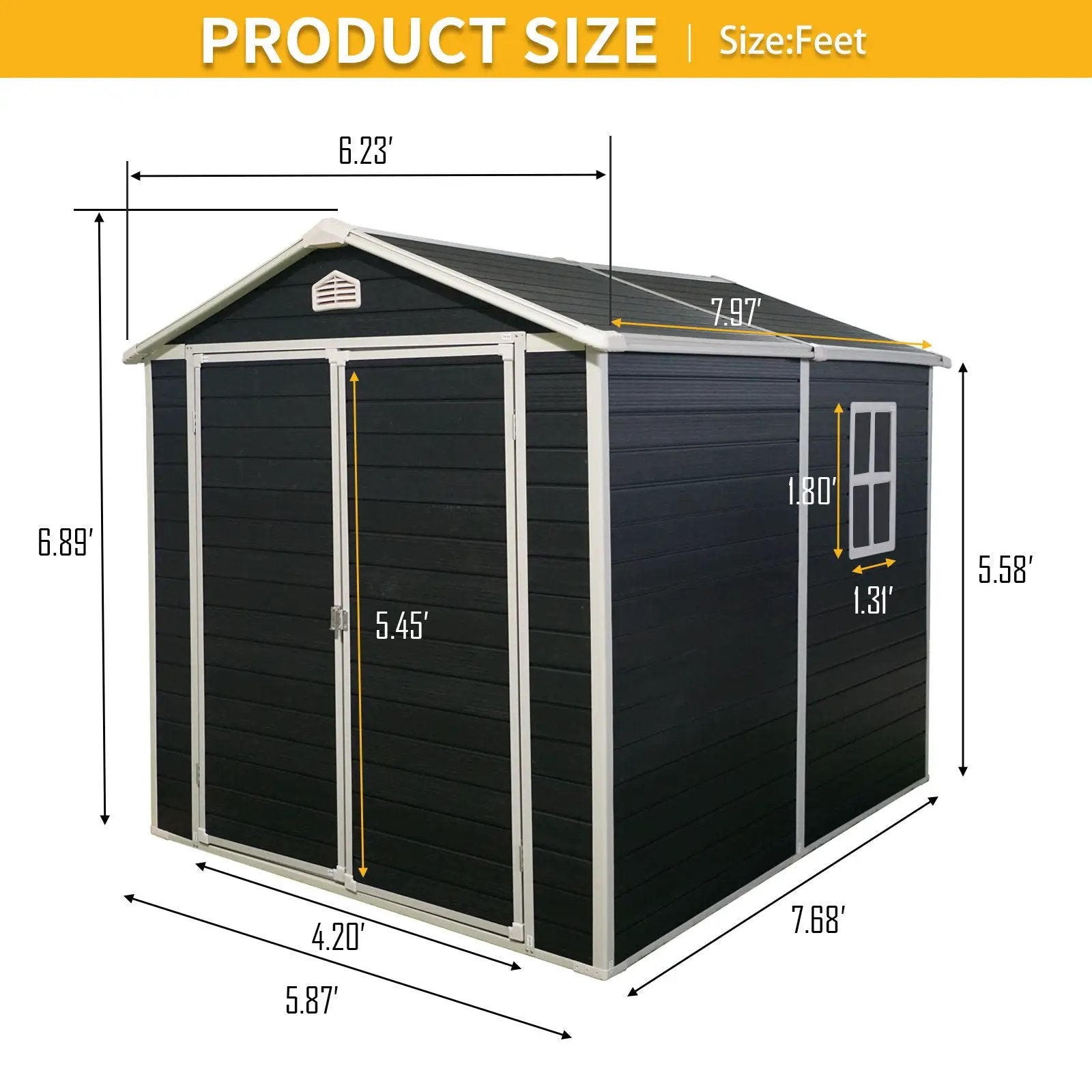 Resin Outdoor Storage Shed Kit Perfect To Store Patio Furniture - Black by HouseOfZazla