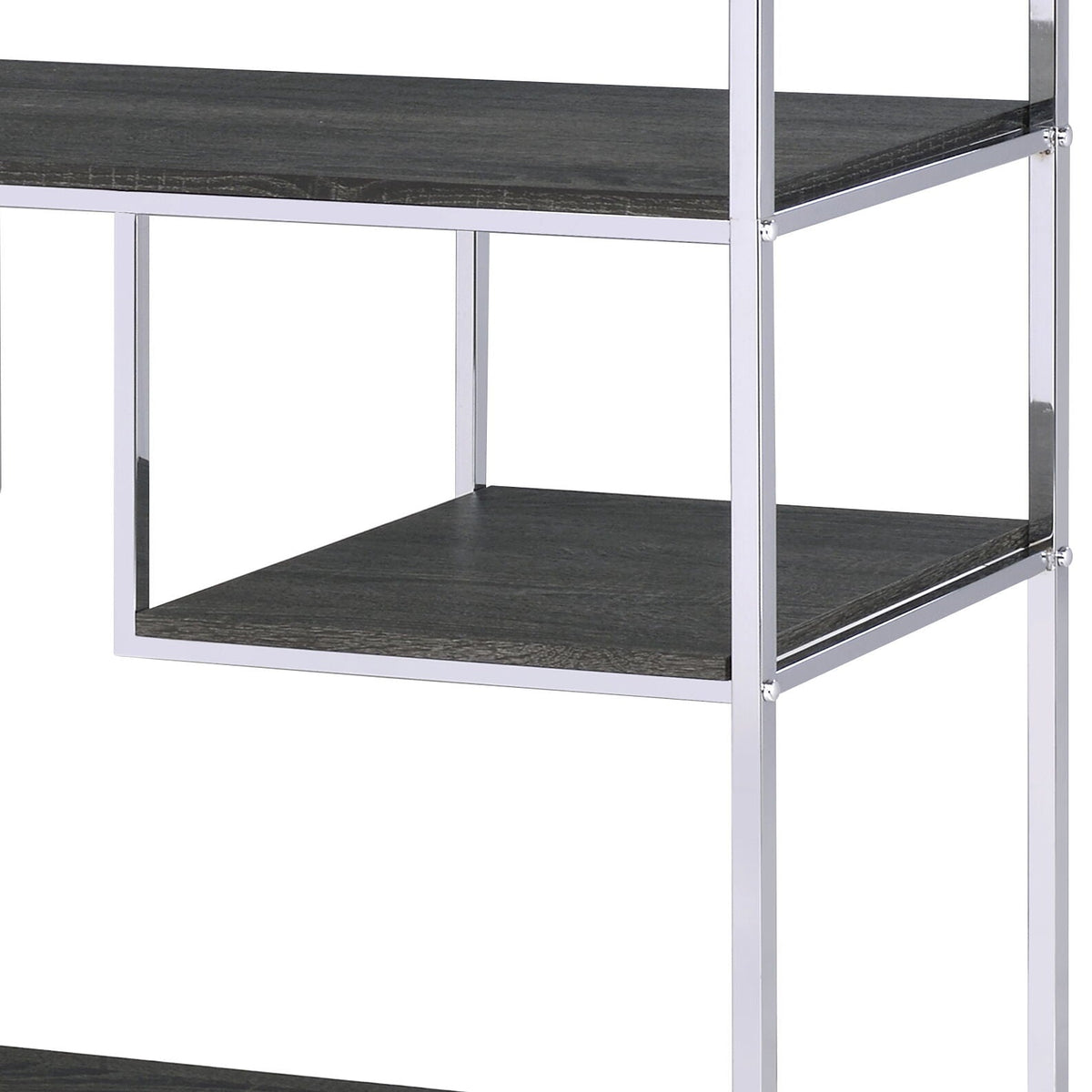 Gray Oak Bookshelf with Chrome Frame and 7 Open Shelves - Gray, photo 4 of 4