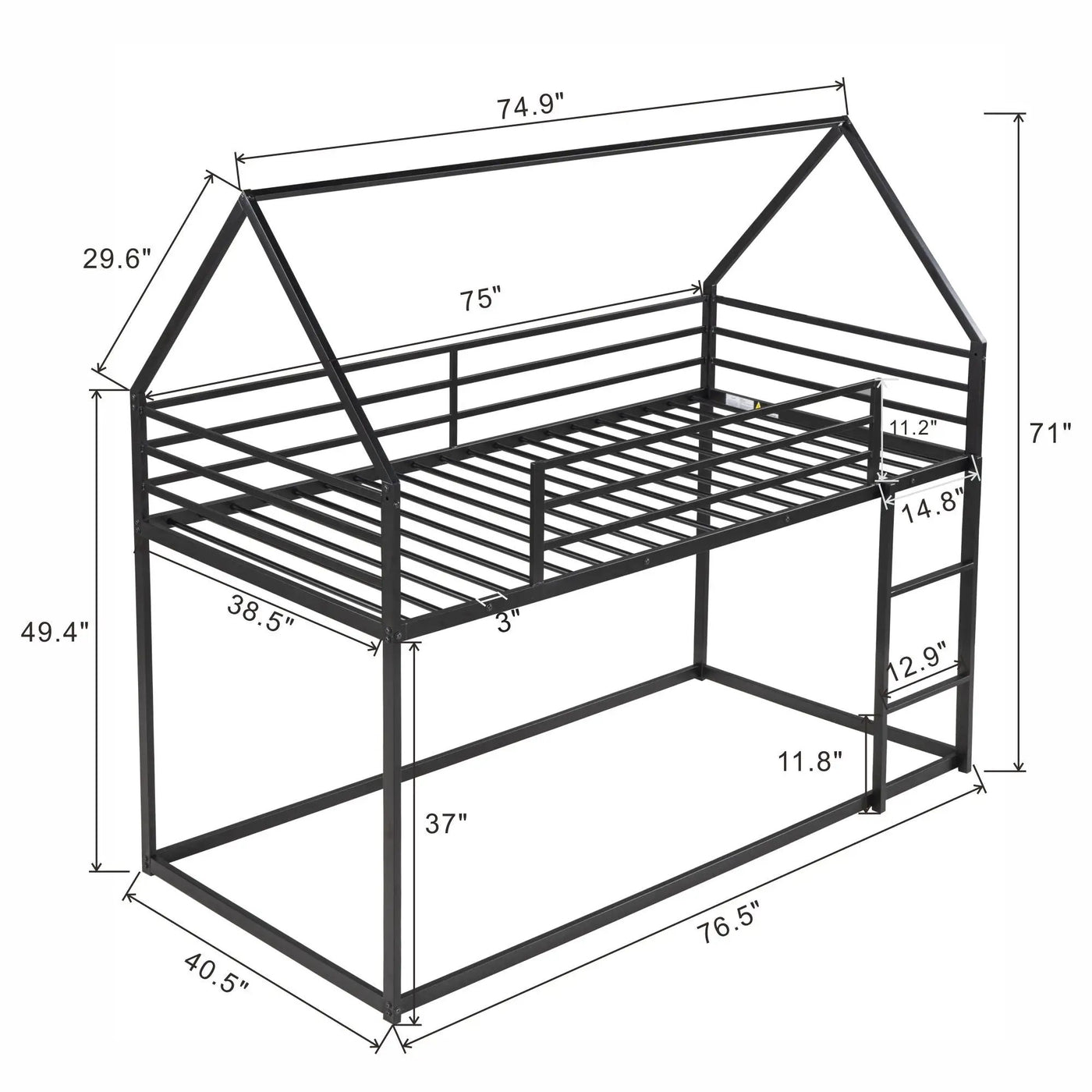House Bunk Bed With Built In Ladder by HouseOfZazla