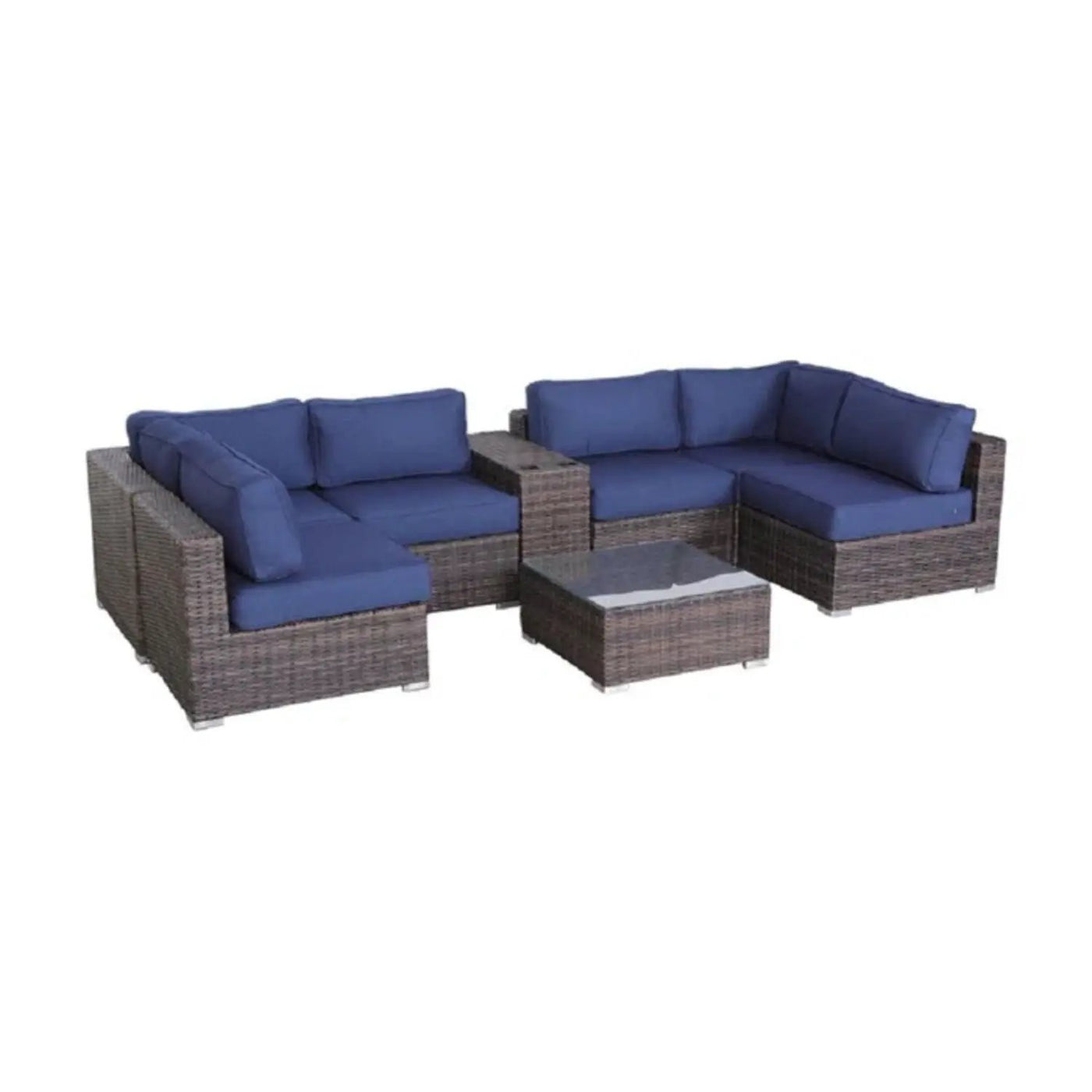 Elegant 4 Person Wicker Patio Seating Set With Cushions And Glass Top Table by HouseOfZazla