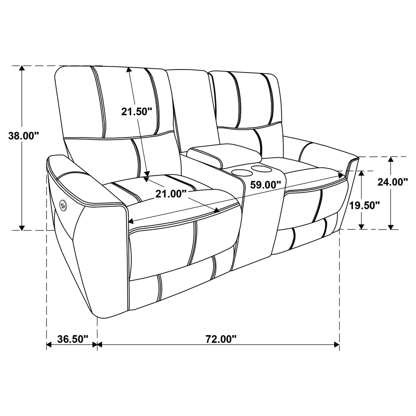 Denson - Power Reclining Loveseat With Console And USB Port by HouseOfZazla