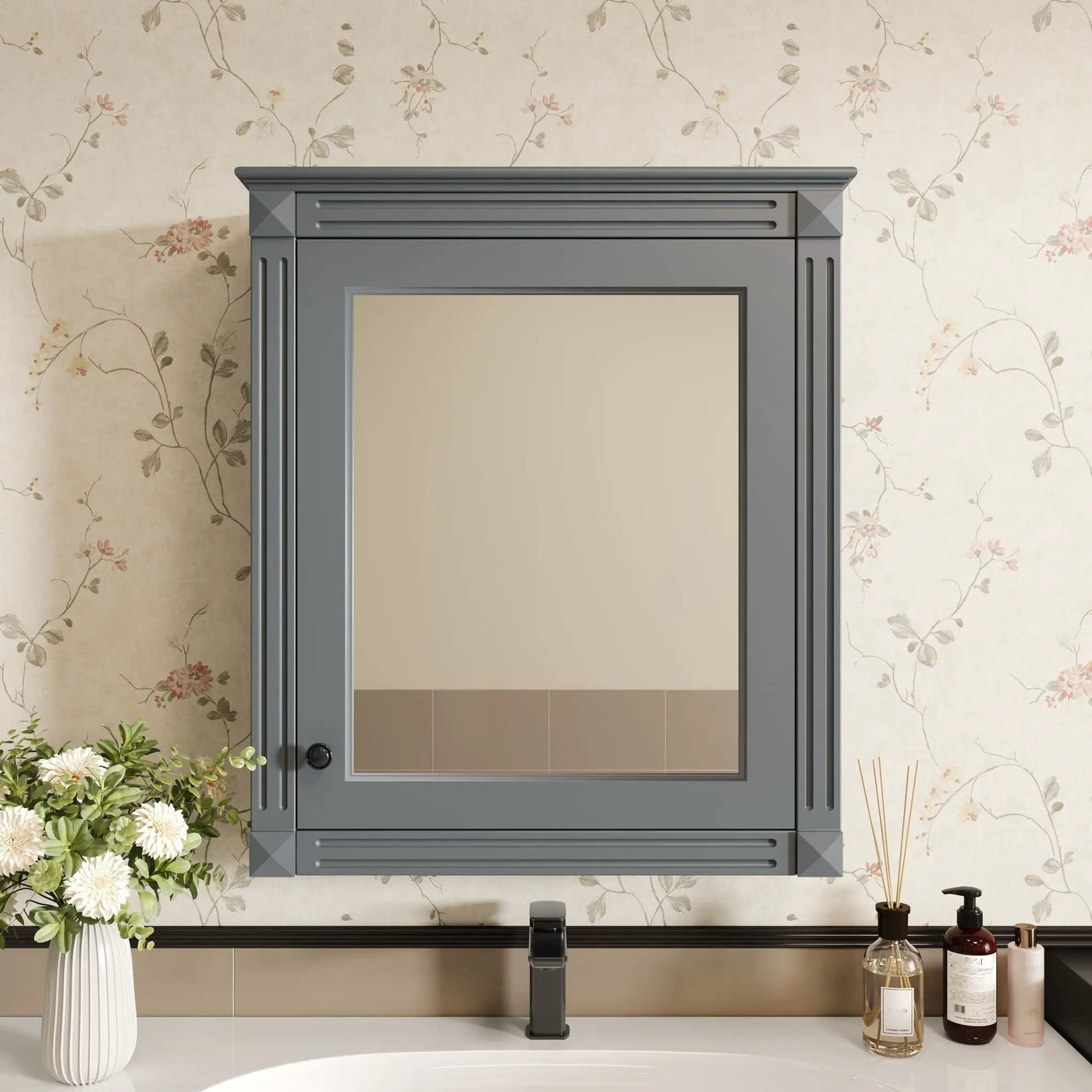 Wall Mounted Bathroom Storage Cabinet With Mirror, Medicine Cabinet With Height Adjustable Shelf by Unique Piece Furniture