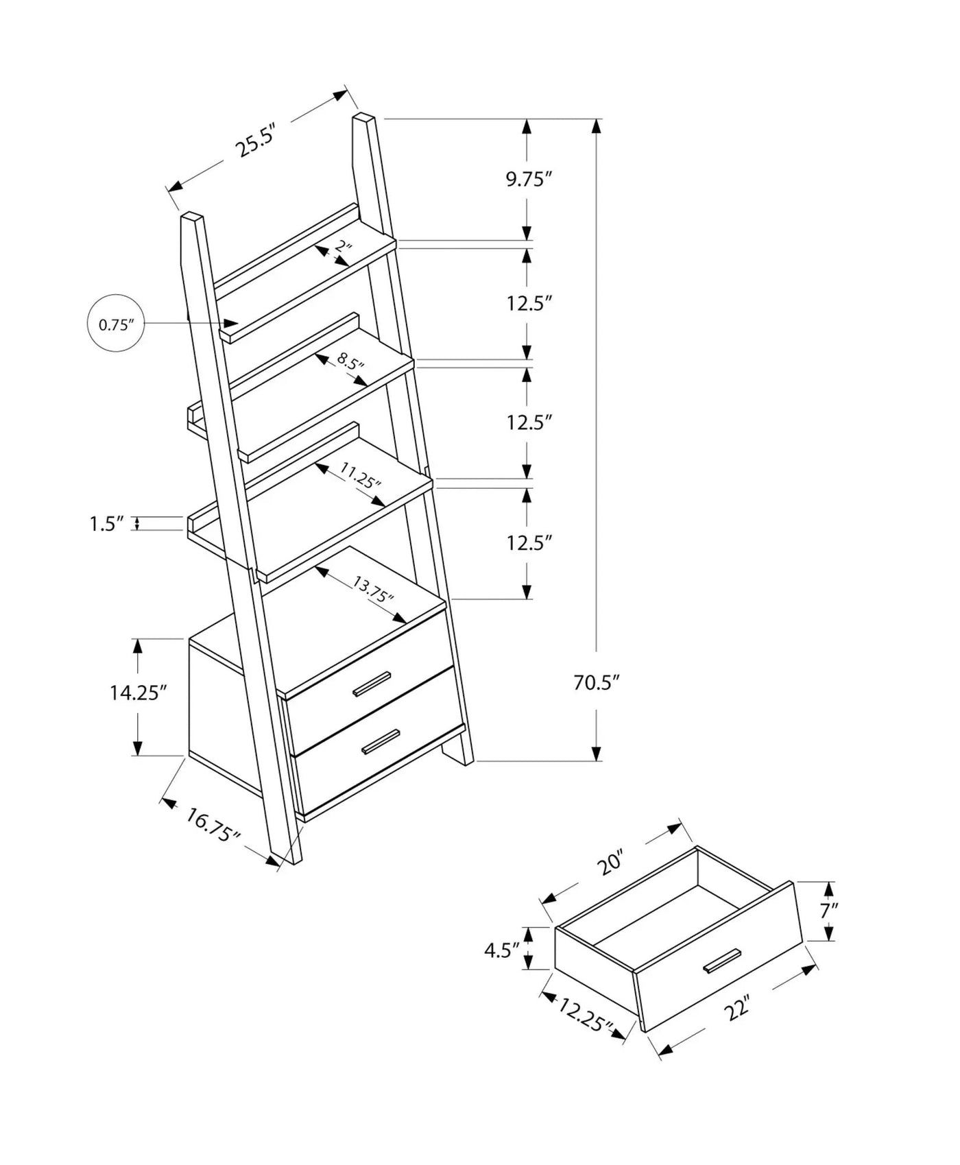 Contemporary Corner Ladder Bookshelf for Office by HouseOfZazla