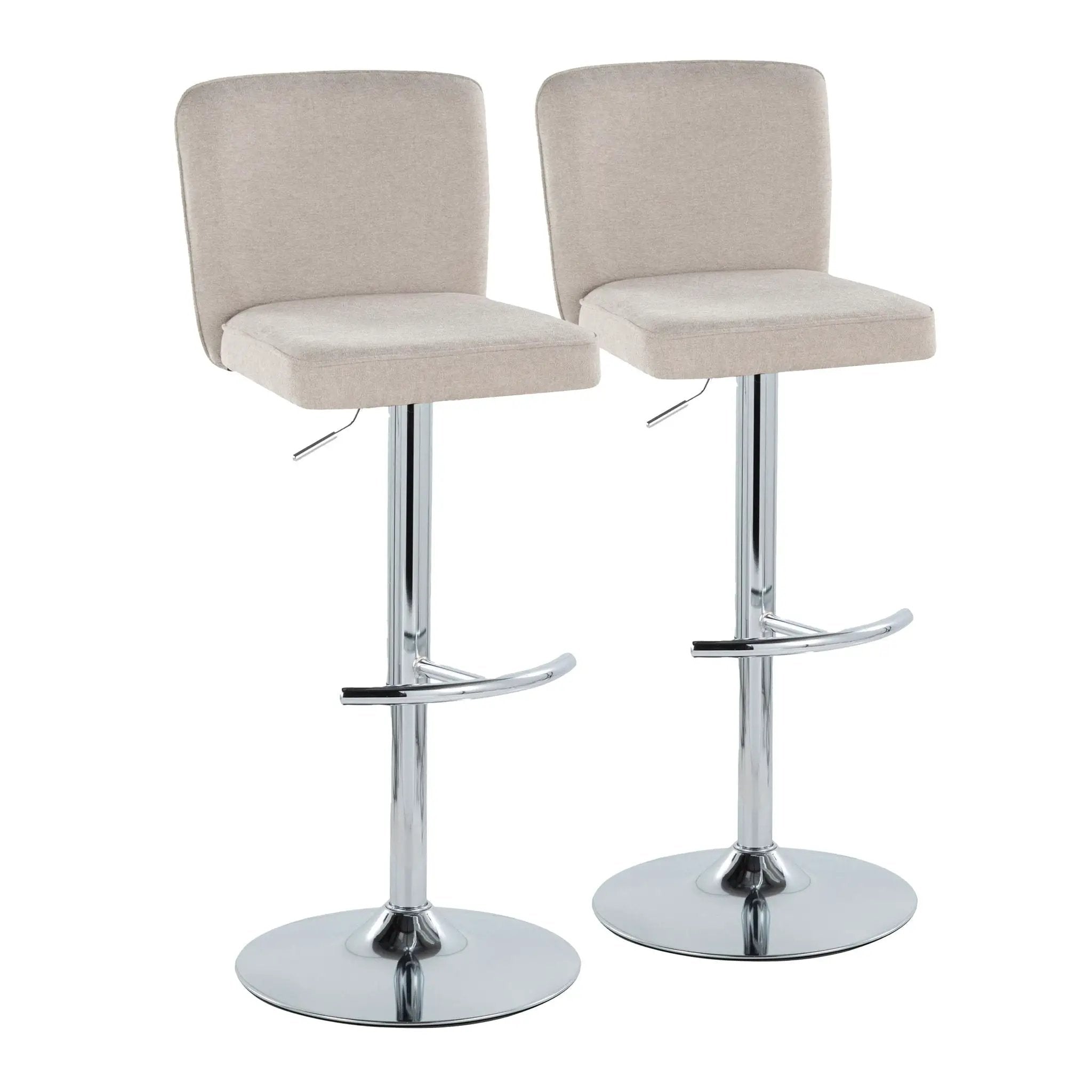 Henry - Contemporary Adjustable Barstool With Swivel & Rounded T Footrest (Set of 2) by HouseOfZazla