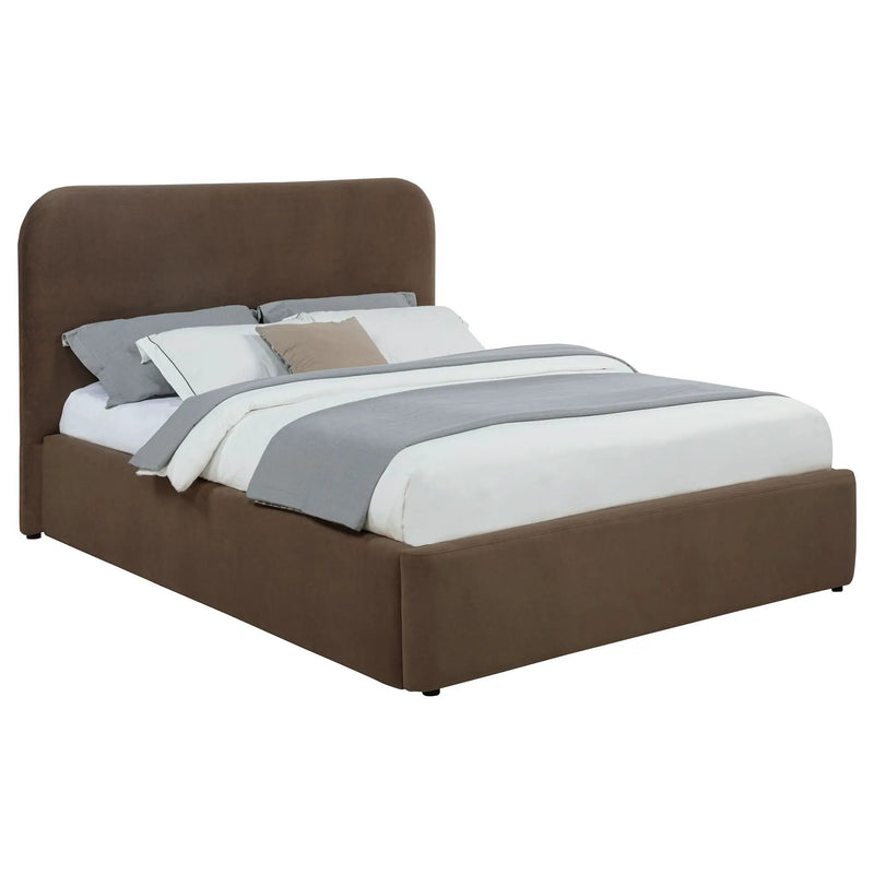Anders Upholstered Queen Storage Lift Platform Bed Chocolate by Unique Piece Furniture