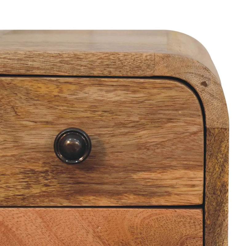 Solid Wood Extra Mini Curved Oak Bedside Table by HouseOfZazla