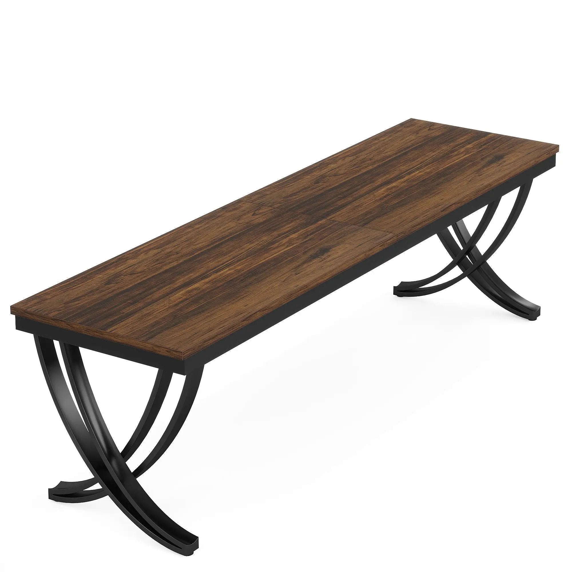 2 Person Desk With X Legs, Extra Long Office Workstation - Brown / Black by HouseOfZazla