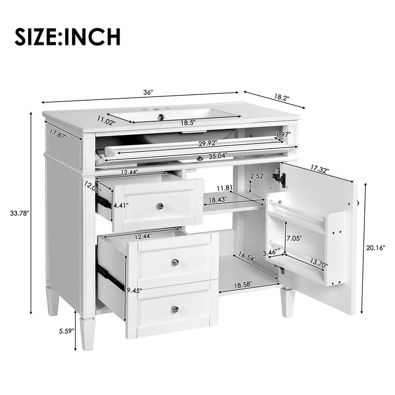Bathroom Vanity With Top Sink, 2 Drawers And Tip Out Drawer by Unique Piece Furniture