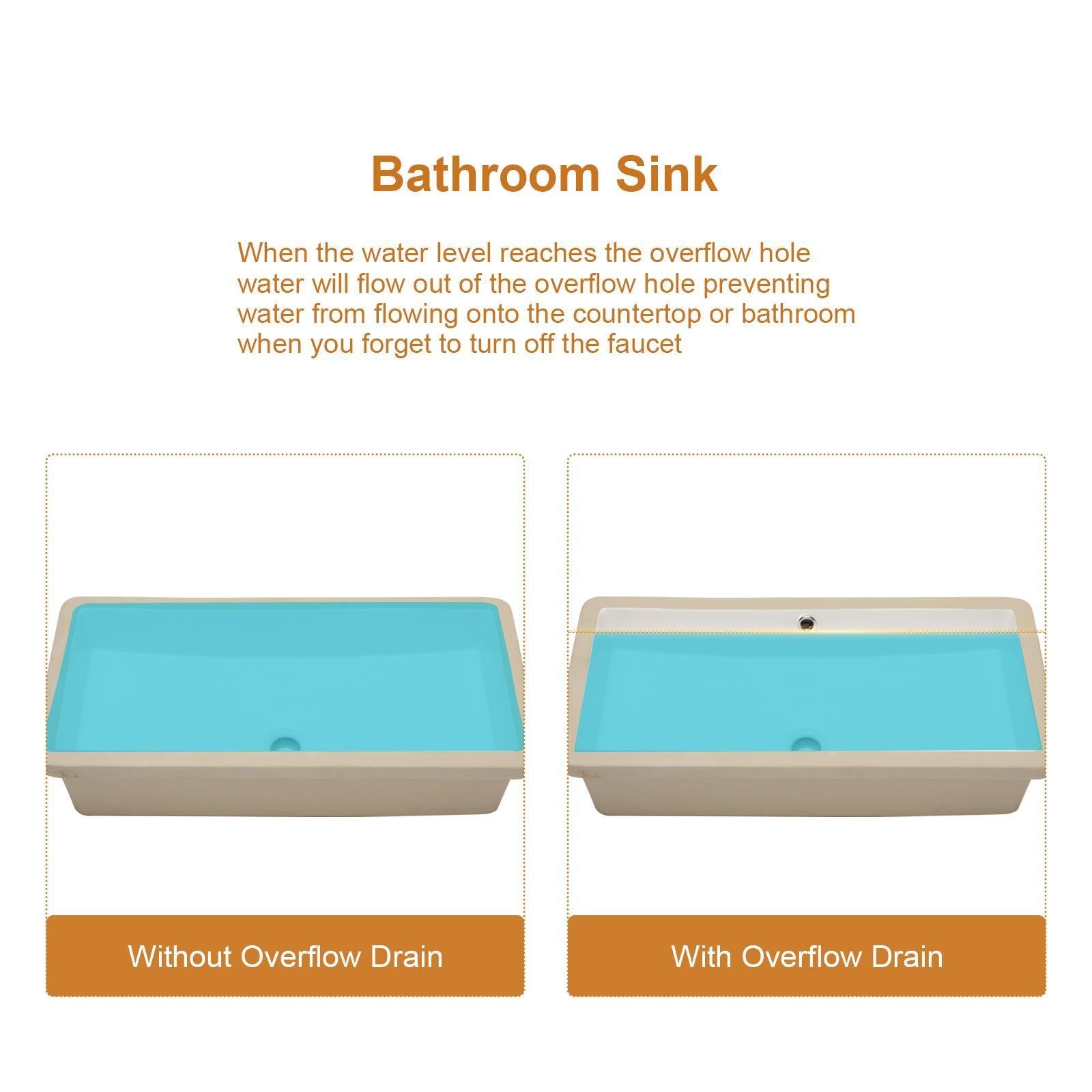 Modern Rectangular Undermount Bathroom Sink With Overflow Ceramic by HouseOfZazla