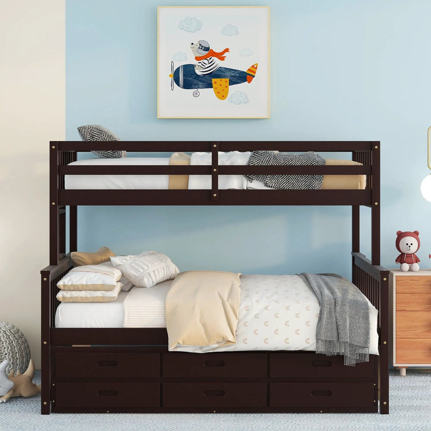 Bunk Bed With Twin Size Trundle And Drawers by Unique Piece Furniture