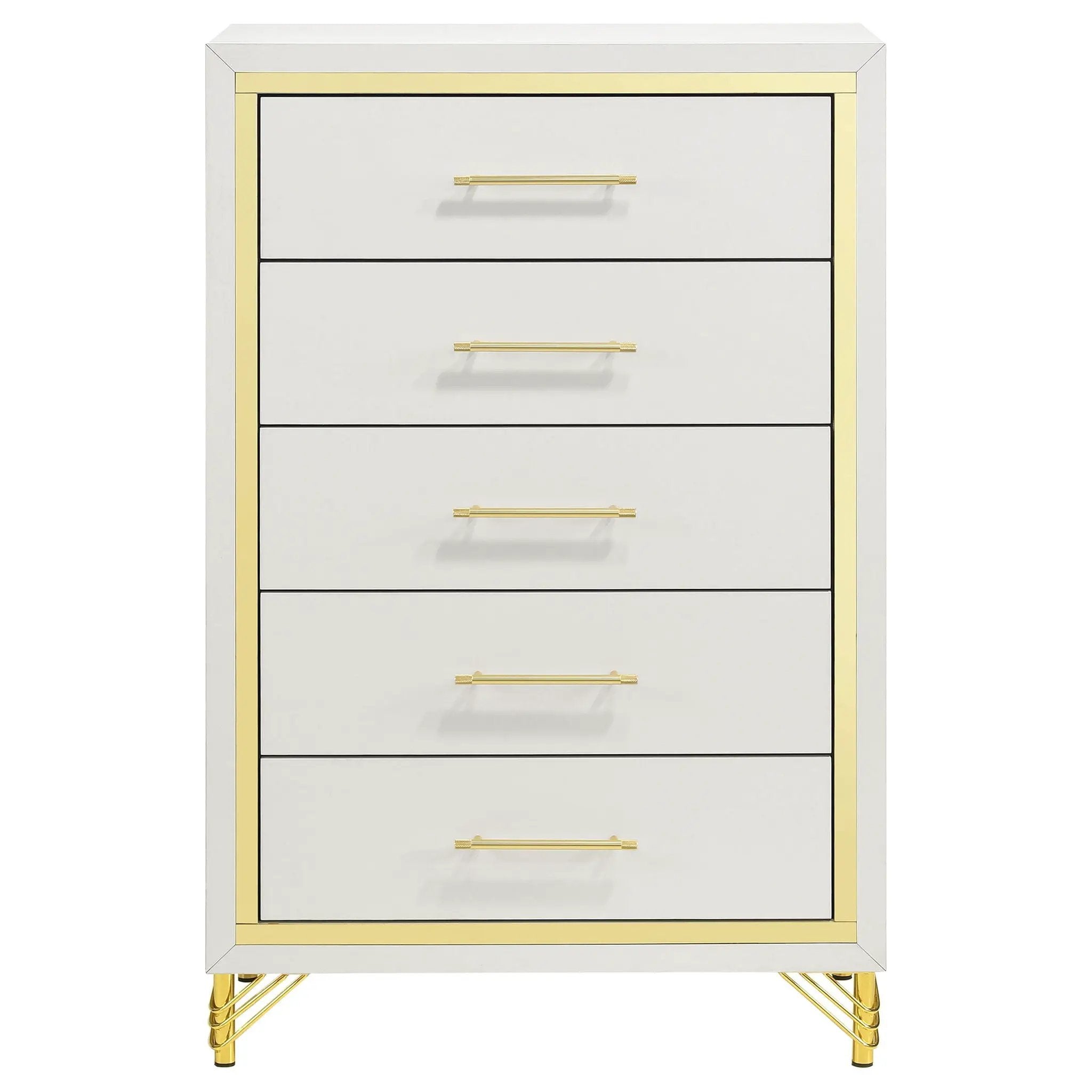 Lucia 5-drawer Bedroom Chest of Drawers White by Unique Piece Furniture