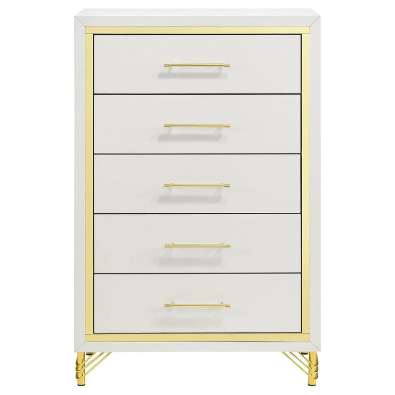 Lucia 5-drawer Bedroom Chest of Drawers White by Unique Piece Furniture