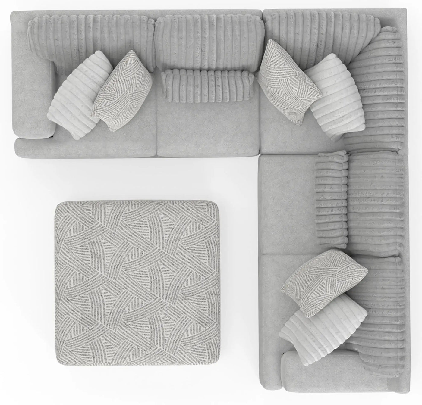 Logan - Upholstered Sectional With Comfort Coil Seating - 46" Cocktail Ottoman And Accent Pillows Included by Unique Piece Furniture