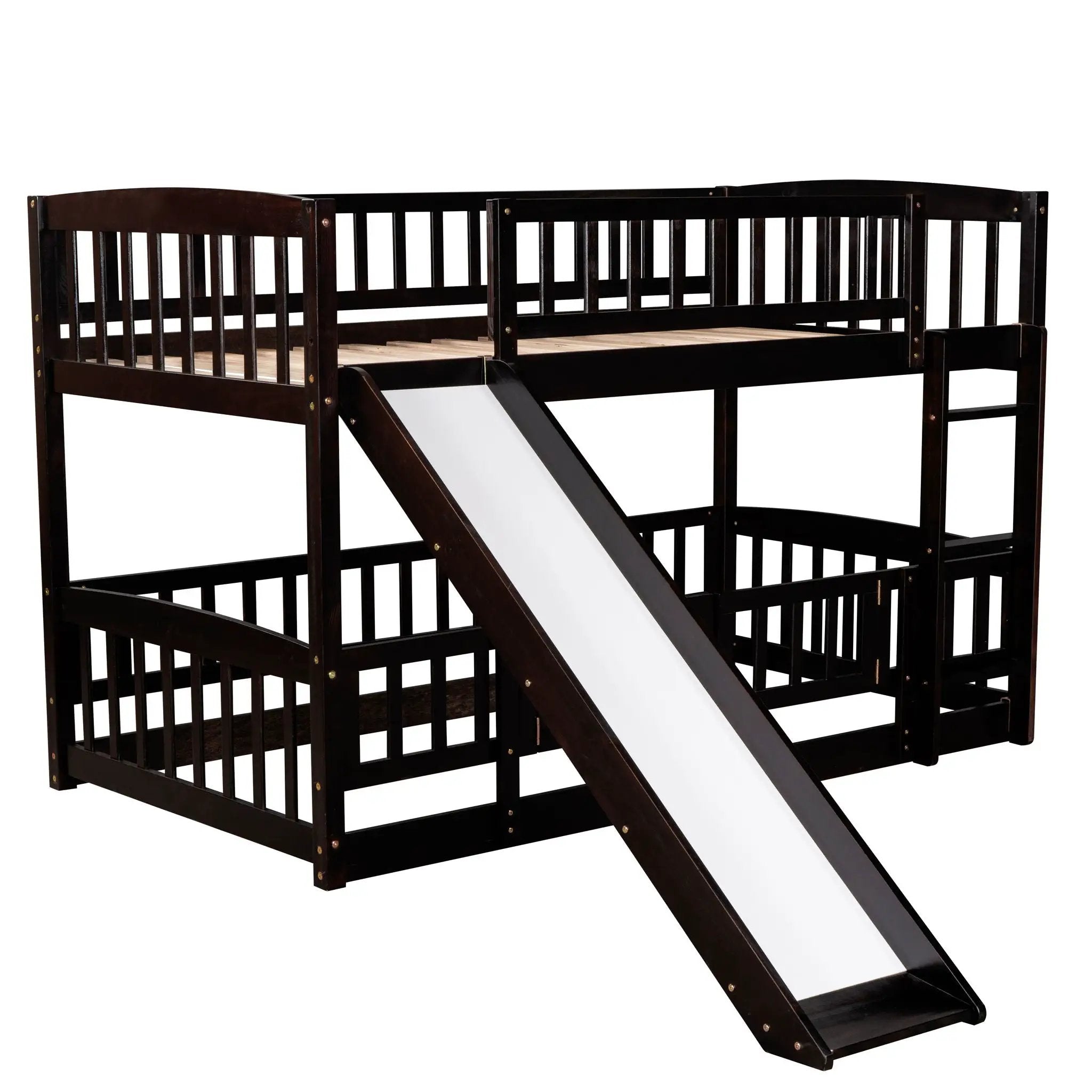 Low Bunk Bed With Slide, Fence And Ladder by Unique Piece Furniture