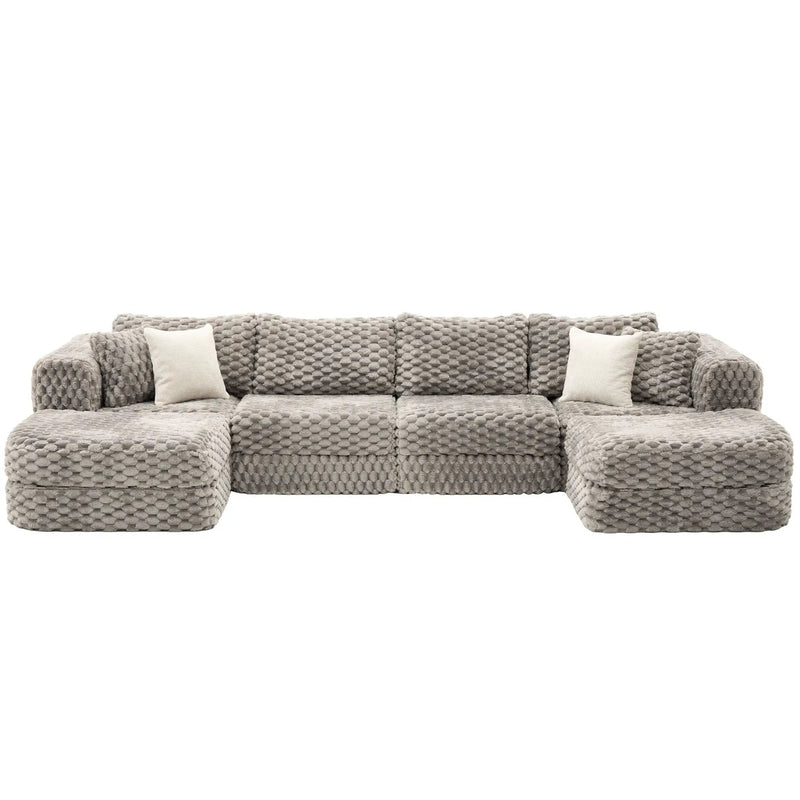 Modular Sectional Sofa, Boneless Couch With 2 Movable Ottomans by Unique Piece Furniture