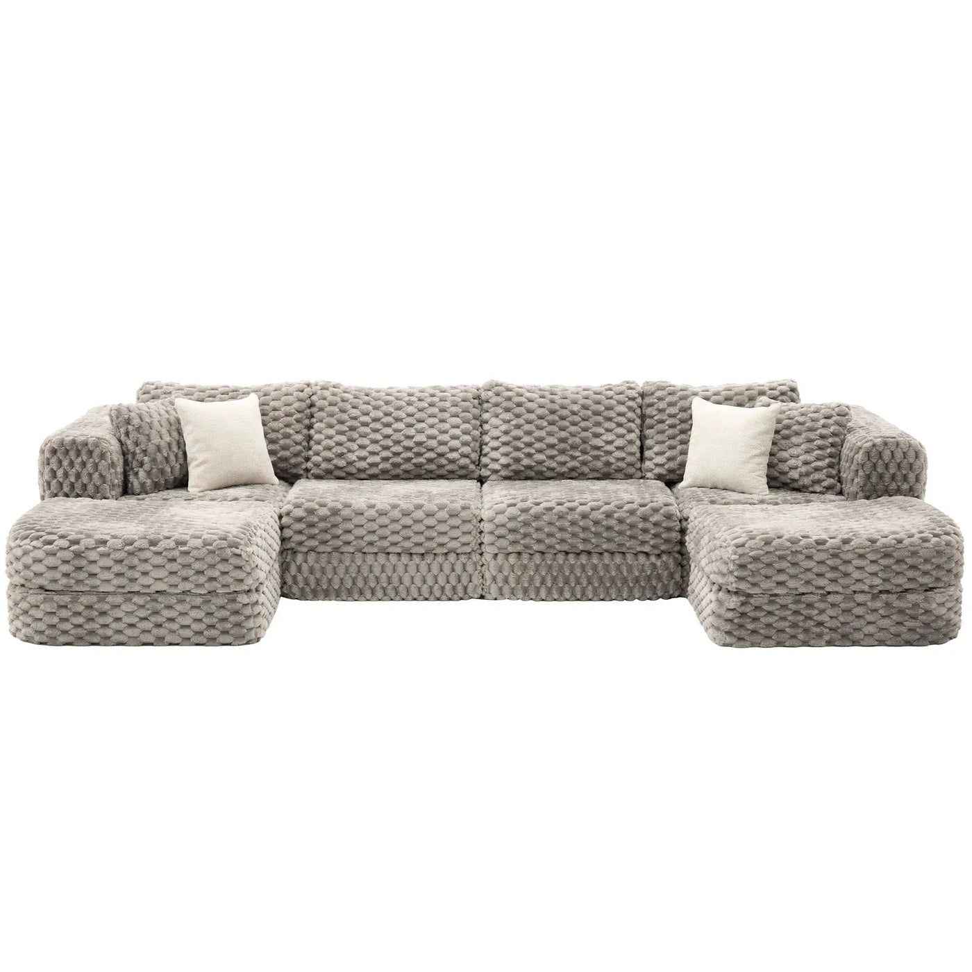 Modular Sectional Sofa, Boneless Couch With 2 Movable Ottomans by HouseOfZazla