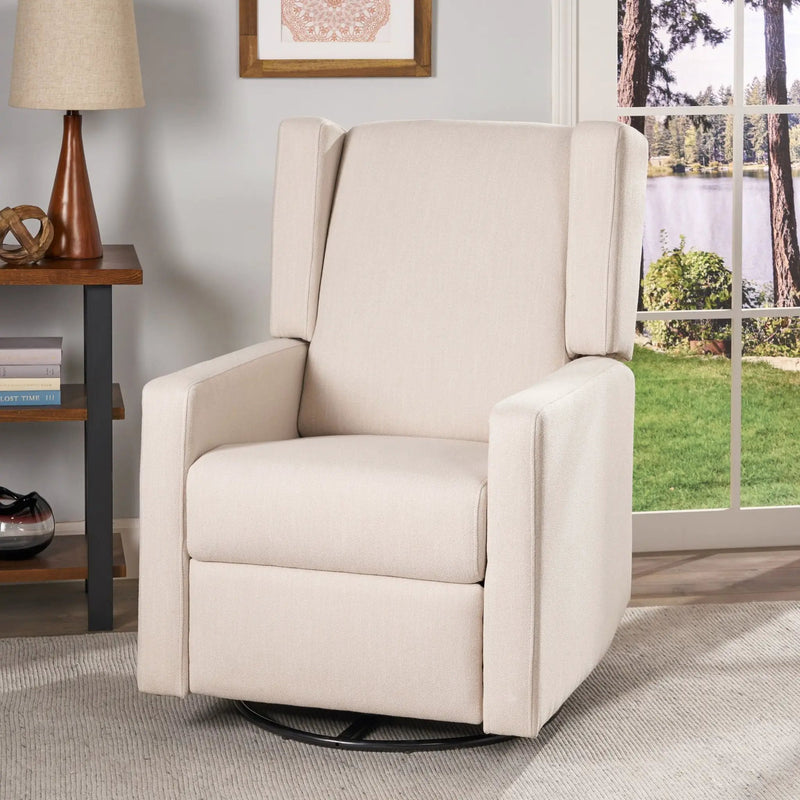 Landau Contemporary Fabric Upholstered Swivel Recliner by Unique Piece Furniture