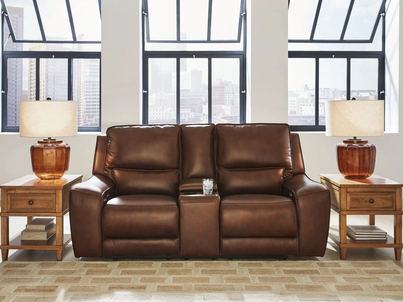 DeepWakes - Power Reclining Loveseat / Console / Adjustable Headrest by Unique Piece Furniture