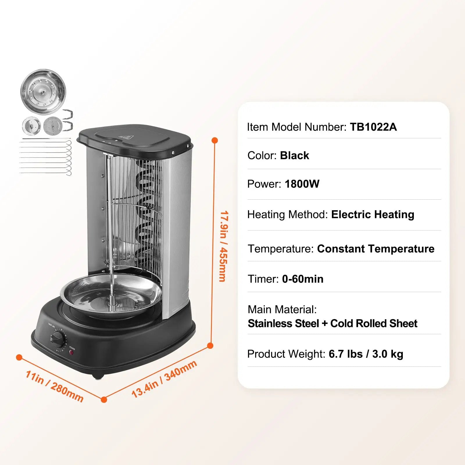Stainless Steel Shawarma Grill Machine Vertical Gyro Rotisserie Doner by HouseOfZazla