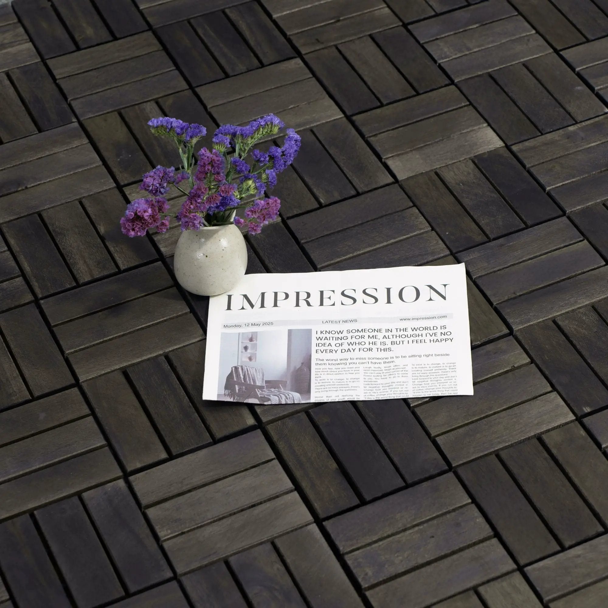 Acacia Wood Interlocking Deck Tiles Checker Pattern For Outdoor Flooring by HouseOfZazla