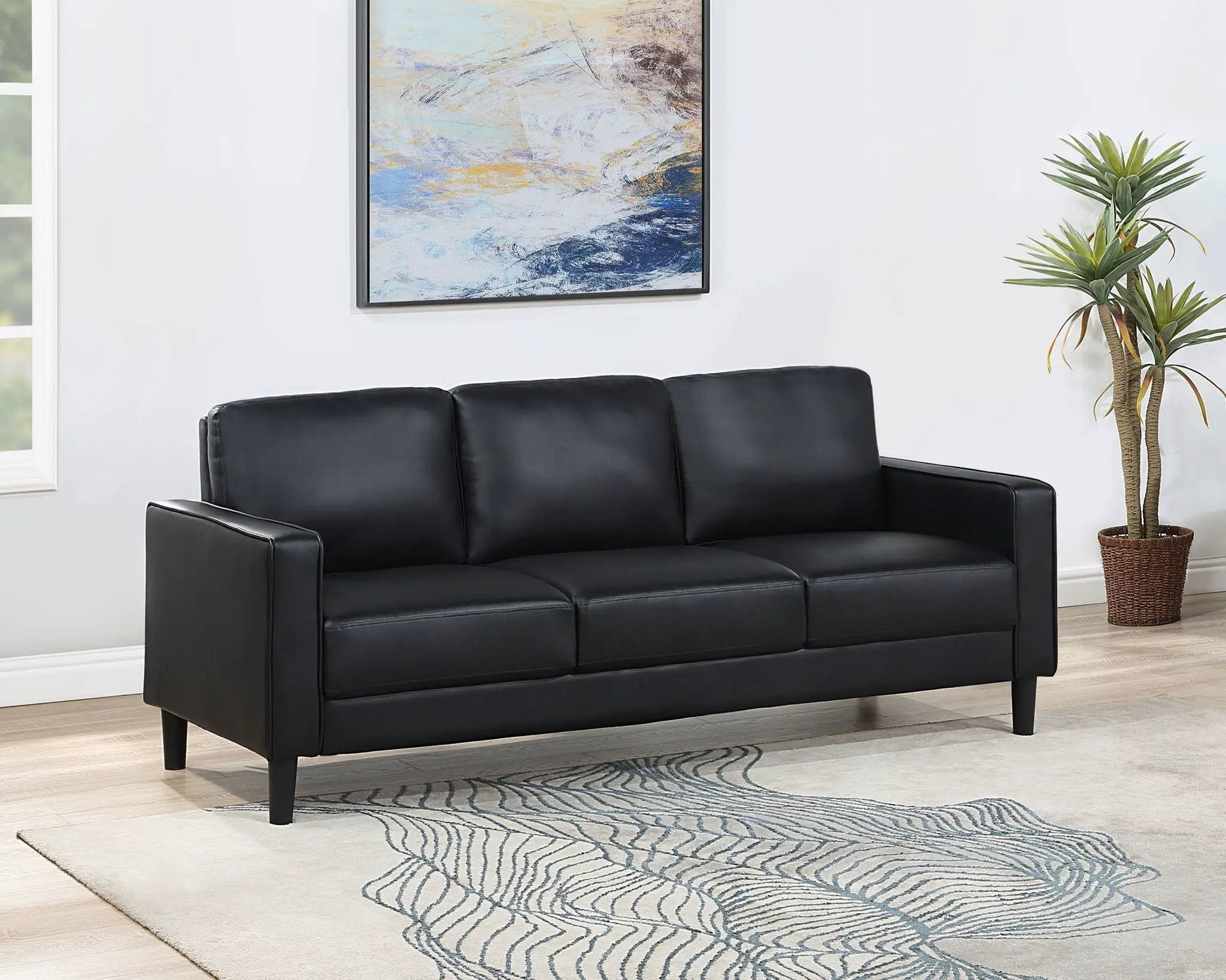 Ruth Upholstered Track Arm Sofa Black by Unique Piece Furniture